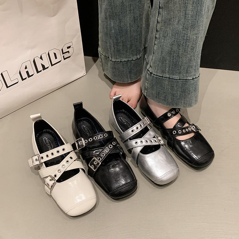 New Popular Female Footwear Round Toe Luxury Women Flats Mary Janes Shoes Shallow Buckle Strap Ladies Ballet Flats Shoes