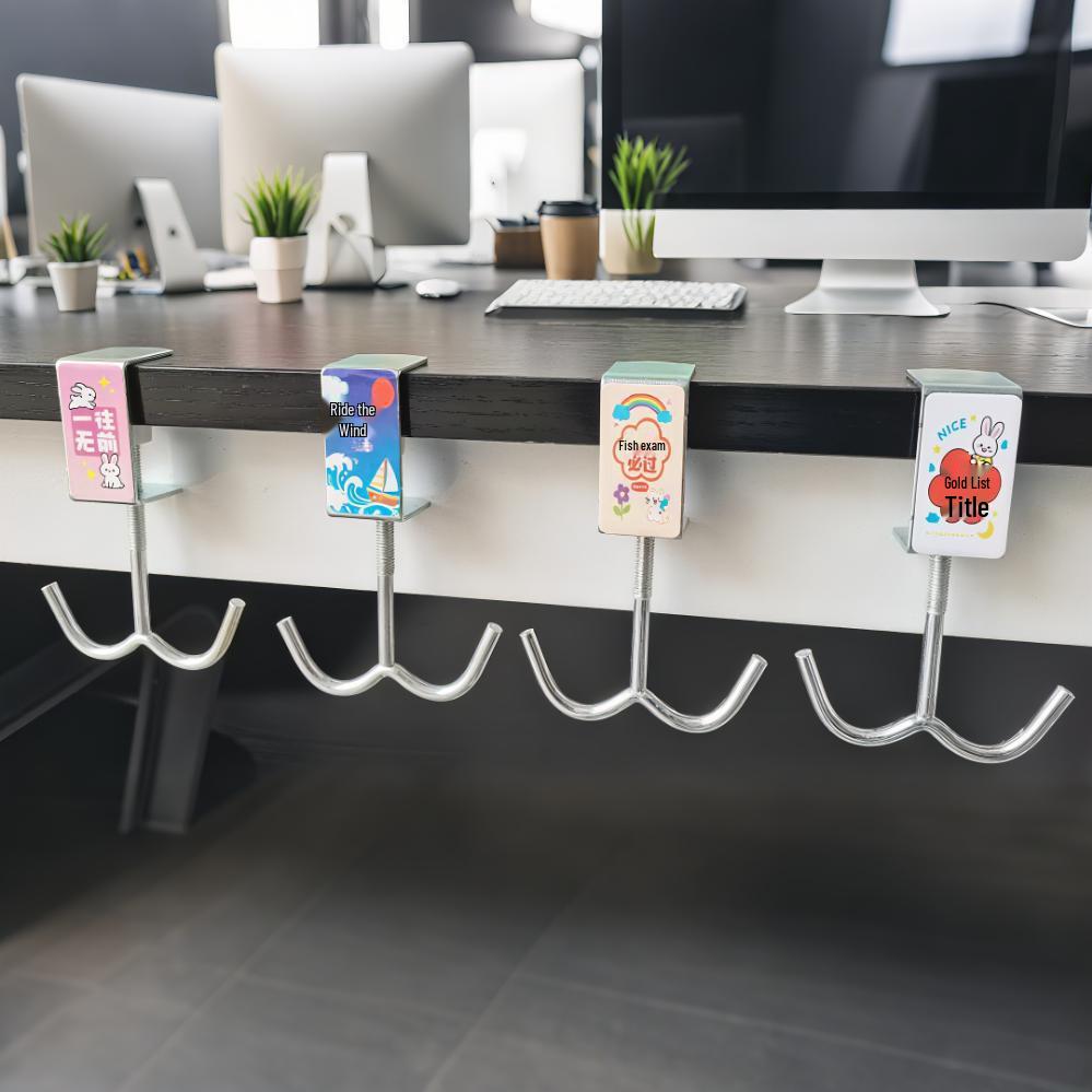 Adjustable Desk-Side Backpack Hook – No Punching Needed.