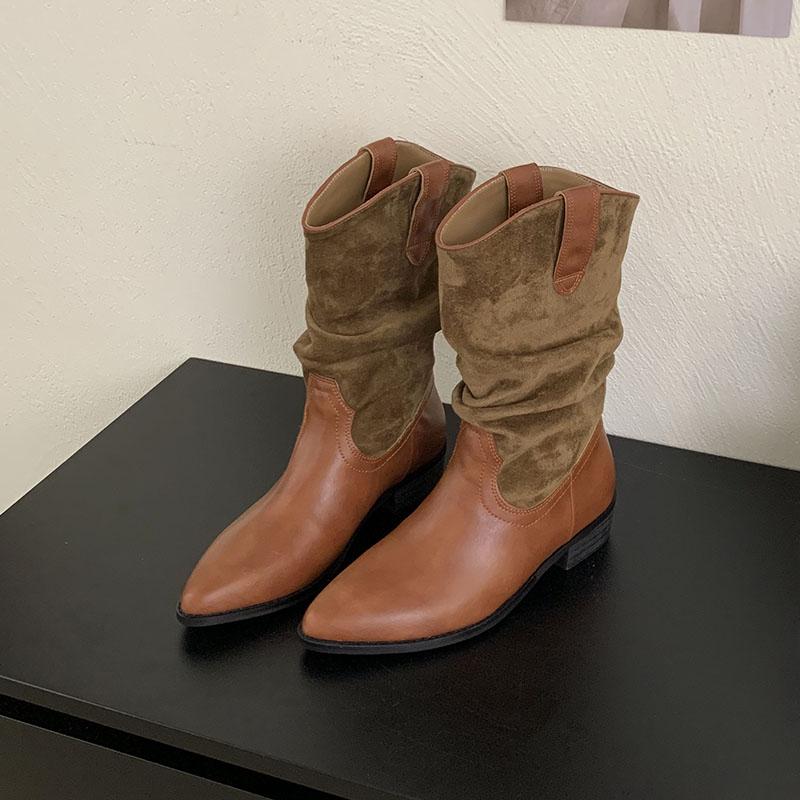 Fashion Footwear Slip On Women Ankle Chelsea Boots With Low Heel Shoes Fashion Pointed Toe Ladies Short Boots Shoes Pumps lady