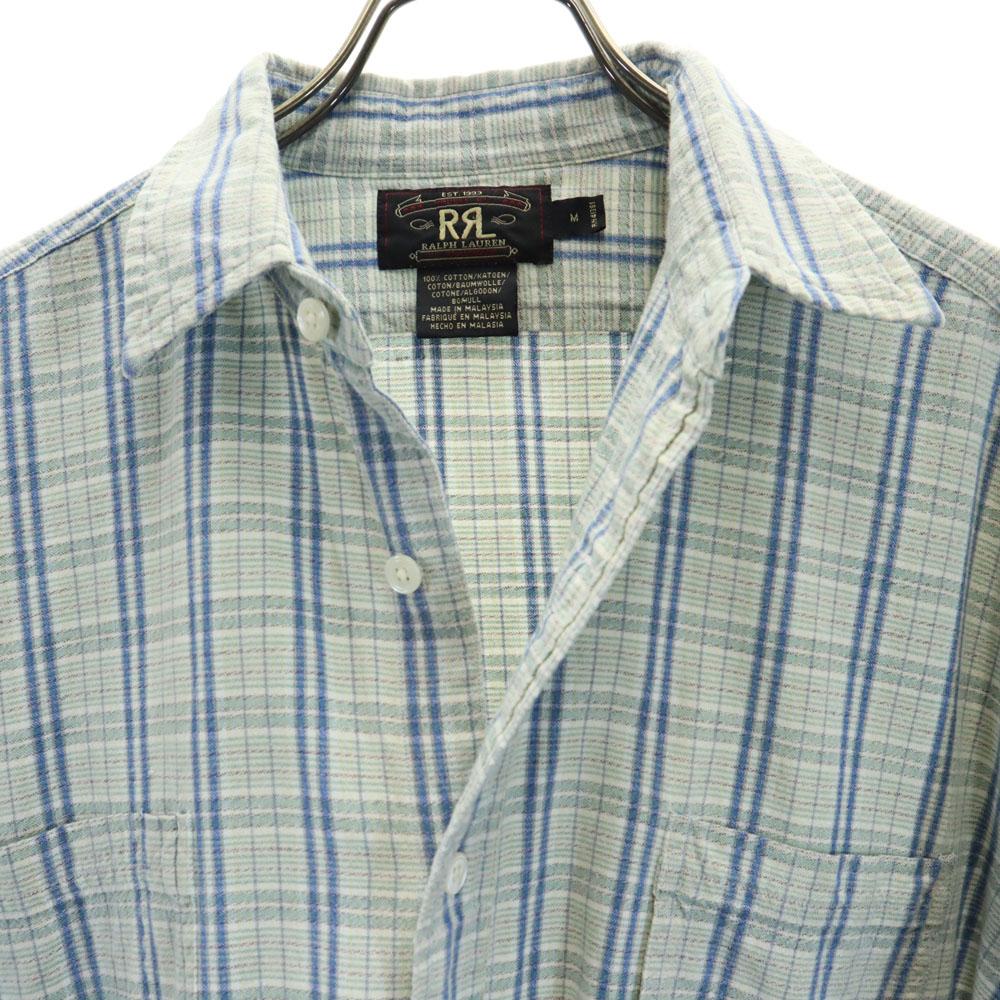 RRL 90s Initial tag Red 3 stars Old Check Pattern Long sleeve half button shirt Men's Used