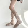 Bow Tie Knit Banding Leggings Y2K Women's Stockings Fashion Knee High Socks  Autumn