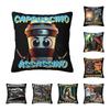 Capa de Almofada Quadrada Cappuccino Assassino Brainrot Italiano Poliéster Almofada de Lançar Capa de Almofada Personalizada
