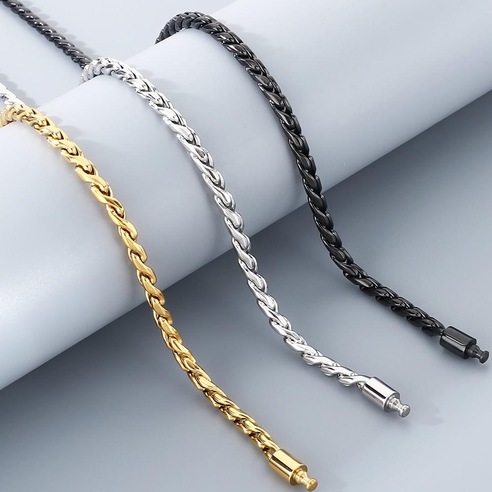 Geflochtene Edelstahl Gliederkette Halskette Herren 65CM Länge 4MM Breite Herrenketten Halsketten Schmuckzubehör Choker Mann Männlich