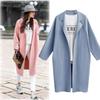 Stylish And Versatile Medium Long Suit Collar Coat With Long Sleeves In Pink Blue Gray