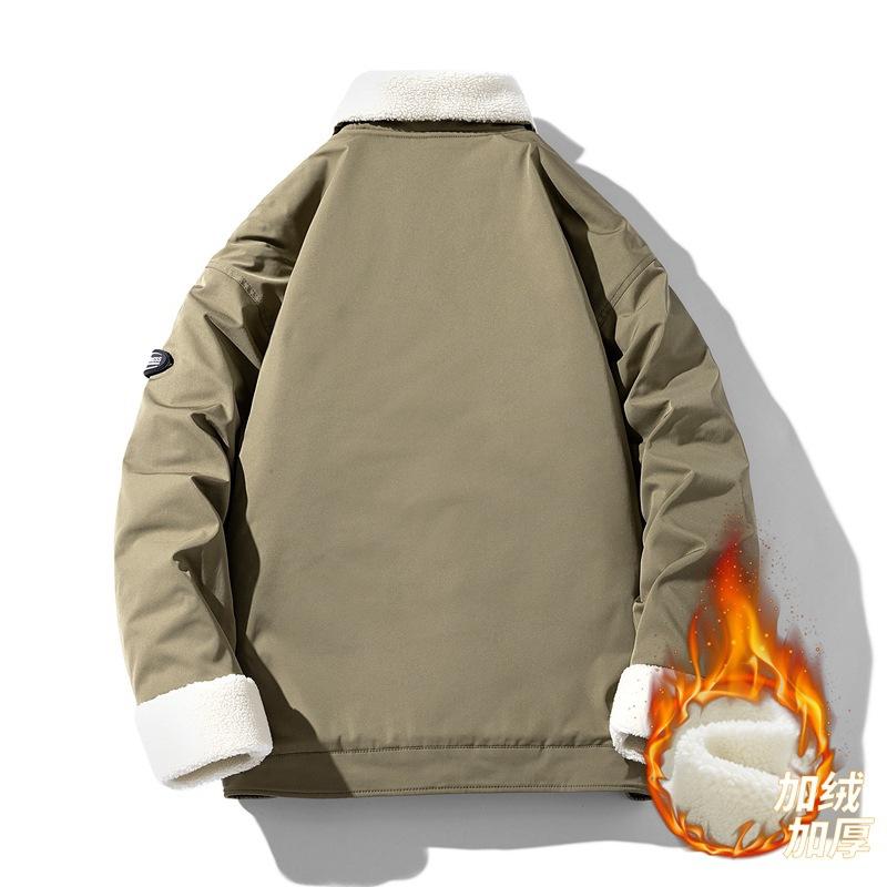 Popular trendy brand thickened cotton-padded clothes, men's jackets, men's stand-up collars thickened lamb wool cotton clothes, piled thick styles