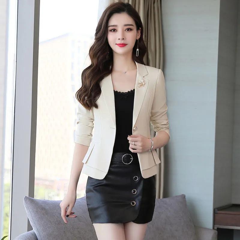 Spring Autumn Jackets Women Blazer Solid Fashion Slim Office Short Blazer Women Elegant Single Button Formal Blazer Coat