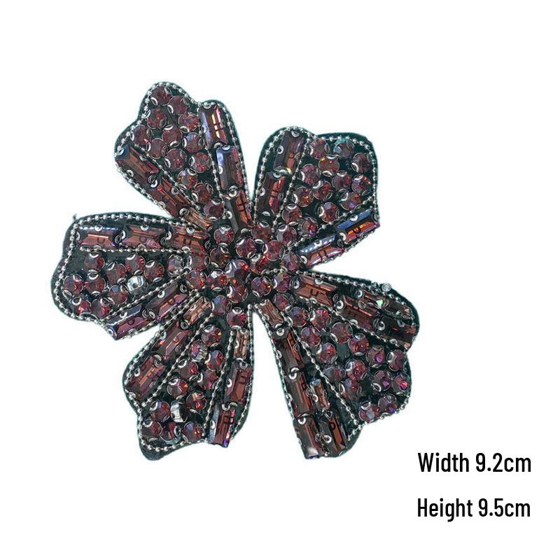 Aplique de Flor de Lantejoulas Autoadesivo para Vestido de Noite e Acessórios de Roupa