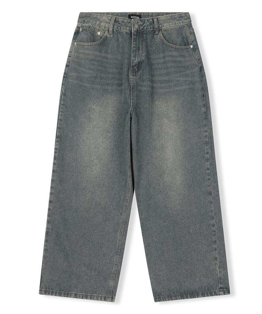 Mubeun More Wide Denim Pants Washed Blue