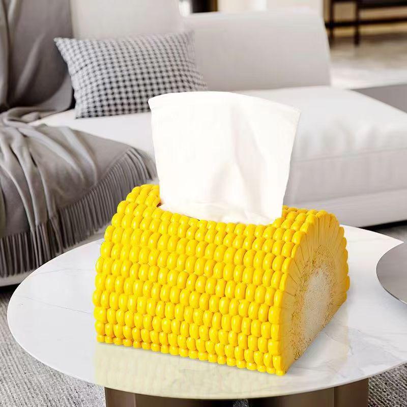 Creative Corn Paper Tissue Box for Living Room Decor, Coffee Table & Desktop Ornaments, Xiaohongshu Style Storage Box