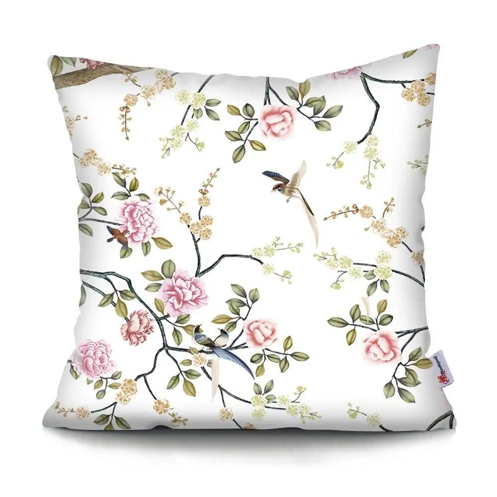 45X45CM Flowers and Birds Series Pillow Living Room Sofa Car Office Waist Cushion  Cover  Bed Home Decoration