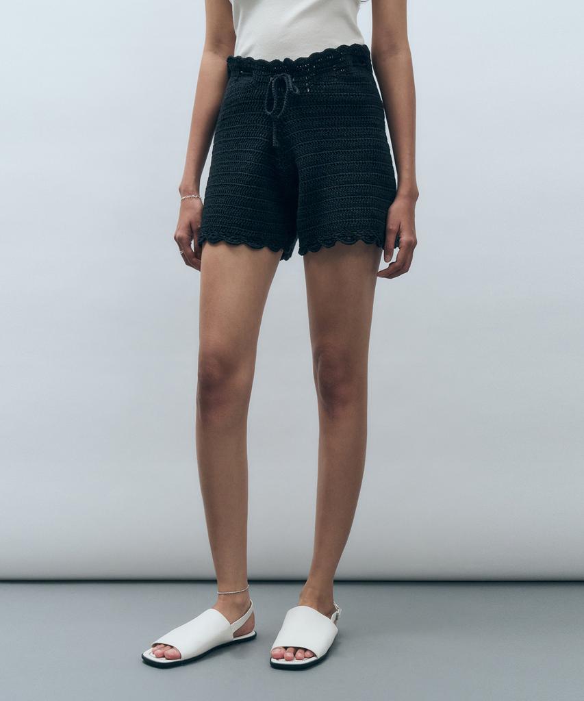 MONGDOL [Undershorts Set] Lace Crochet Knit Shorts Black Mdpt065Black