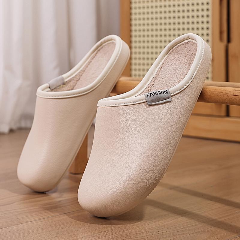 Fashion Cotton Slippers for Men Women Winter Casual Home Shoes with Fur Indoor Outdoor Waterproof Warm Plush Shoes Couple Slides