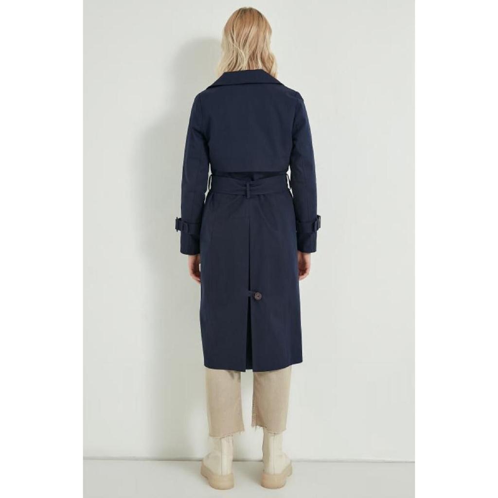 Gabardina 100% bumbac lungă (110cm) Trench pentru damă, căptușit cu curea 1111