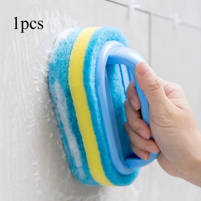 Household Cleaning Brush with Handle Dish Soap Bathroom Kitchen Tub Thicken Scrubbing Sponge Wipe Durable Tools Accessories Home