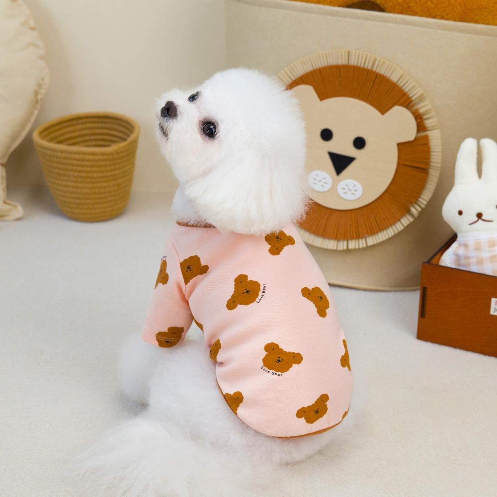 Pet Teddy Bear Base Shirt Small Dog Pet Clothing New Comfortable Clothing Elastic Printed Bear Four-color T-shirt Puppy Clothes
