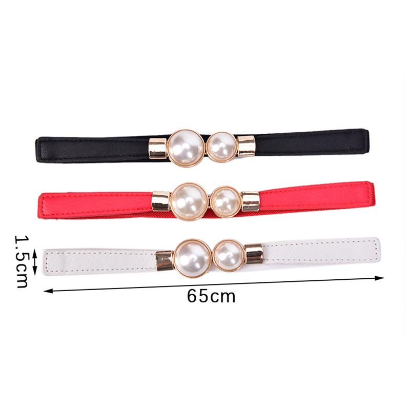 Women Elastic Waist Seal Belt Pearl For Dresses Skirt Waistbands Wasit Belt