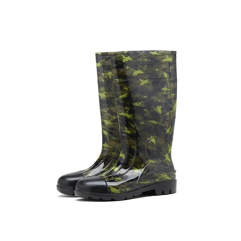 Rain Shoes Men's High Tube Fishing Boots Mining Camouflage Rain Boots Long Tube Rubber Shoes Anti Slip Waterproof Shoes