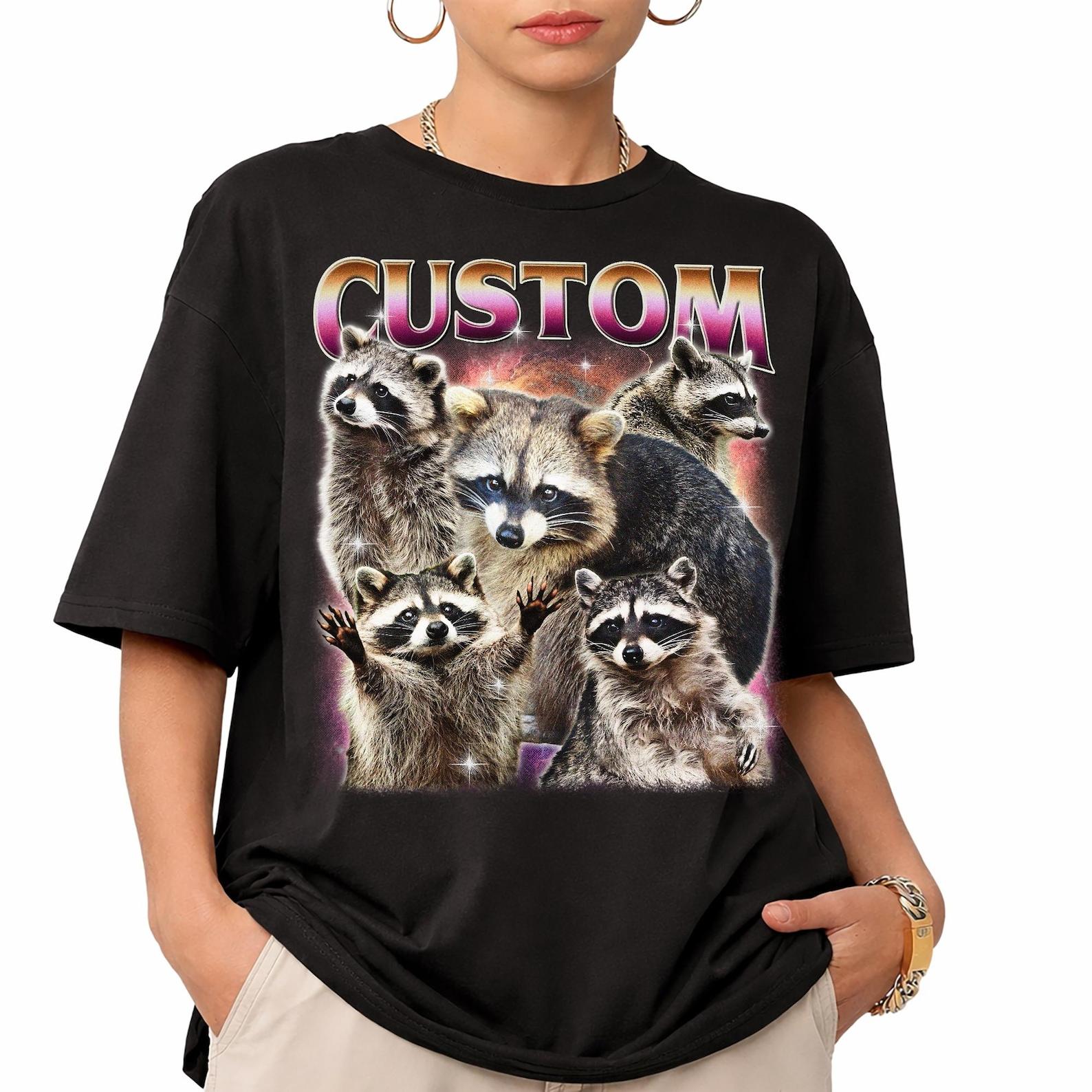 Custom Raccoon T-Shirt, Vintage Wildlife Trash Panda Tee XL