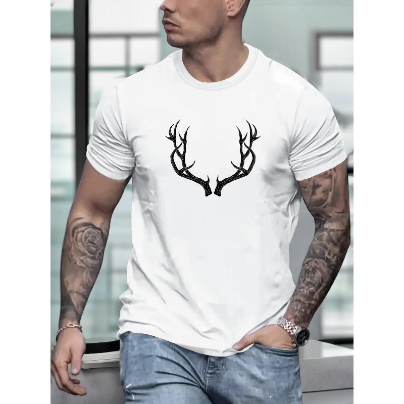 

European sizes Men s Versatile T-Shirt, High-End Fashion Casual Printed Short Sleeve Trendy Top 4XL білий