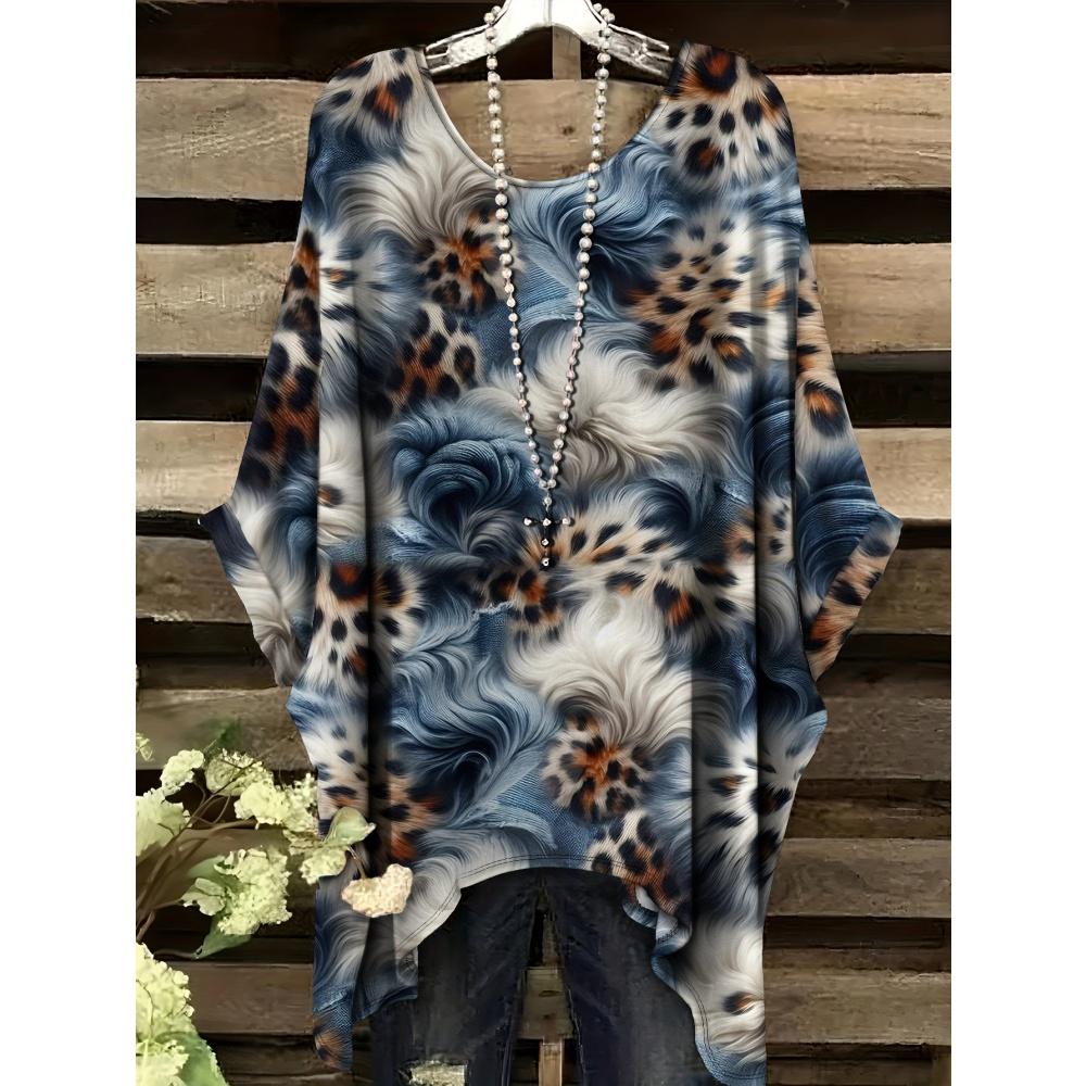 Damska Koszulka z Nadrukiem Zwierzęcym Modny Top do Formalnych Okazji Można Prać w Pralce Codzienny Damski T-shirt z Krótkim Rękawem Wygodne Vintage Odzież