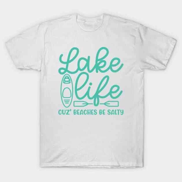 Lake Life Cuz  Beaches Be Salty Funny Made in Australia T-Shirt L