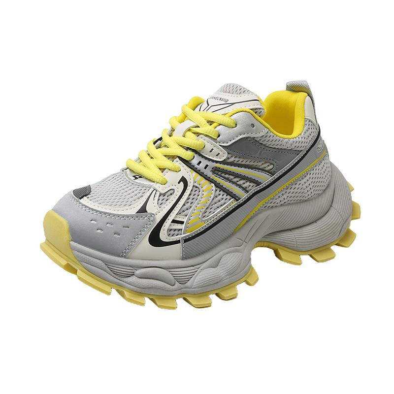

Fashion 2025 Brand New Chunky Sneakers Women Spring Fashion Platform Shoes Woman Korean All-match Thick Sole Hidden Heels Sports Shoes 35 жёлтый