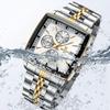 Fashion Square Quartz Watch Men's Luxury Steel Strip Business Date Chronograph Watches