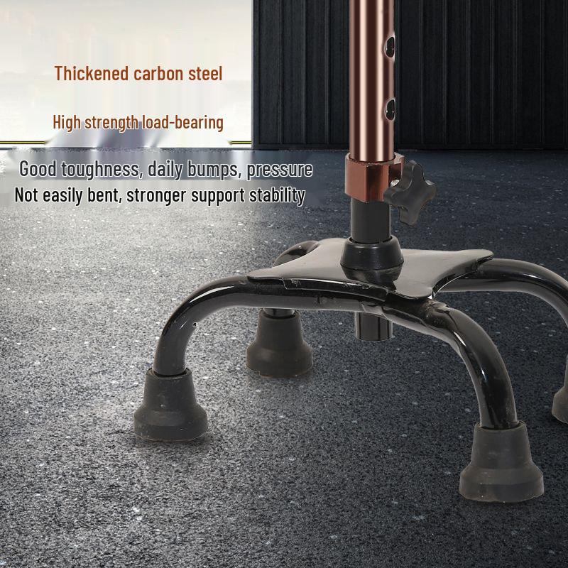 Anti-Slip Quad Cane for Seniors with Curved Handle