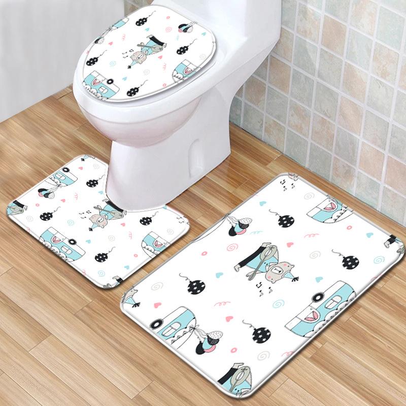 Textured Toilet Three-Piece Floor Mat Bathroom Three-Piece Carpet Doormat