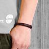 Braccialetto in Corda di Pelle per Uomo Braccialetto in Pelle Intrecciata Acciaio Inossidabile Gioielli in Pelle Rossa Regolabile Fatto a Mano