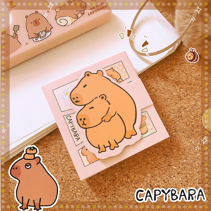 Kawaii Stationary Supplies Office Accessories Index for Books Notepad Capybara Mini Portable Notebooks Memo Pads For School