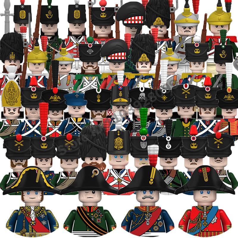 Mini Napoleonic Wars Figures Building Blocks French British Spain General Marshal Soldiers Knight Weapon Medieval Military Brick