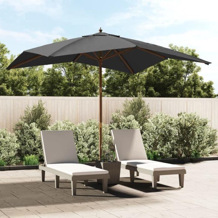 Parasol de jardin - VIDAXL - Mât en bois anthracite - 300x300x273 cm - Anti-UV et anti-décoloration