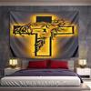 Crown of Thorns On Illuminated Cross Pattern Wall Hanging Tapestry Decorative Tapestry Home Decor for Bedroom and Living Room