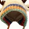 Christmas Antler Hat Windproof Knit Beanie Reindeer Warm Hat for Women Girls Teens Children Travel Holiday Outdoor