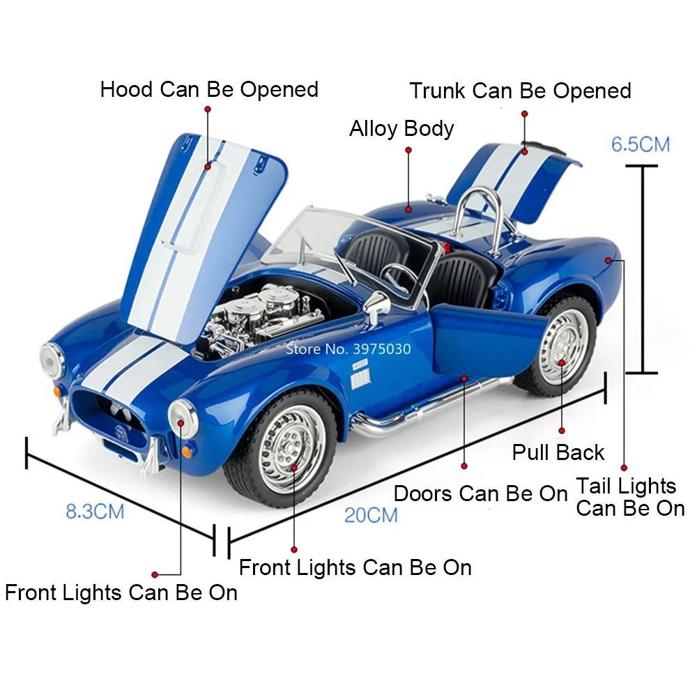 1:22 Alloy 993 RWB Shelby Cobra Models Cars Toys Wheels Turned Miniature Vehicles with Light Sound Sports Car Collect Souvenirs