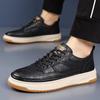 Fashion Spring Autumn Leather Casual Sneakers for Men Fashion Soft-soled Solid Color Men Board Shoes Designer Sports Platform Shoes Male