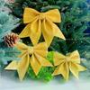1/2PCS Large Red Gold Sparkling Bow Glitter Christmas Ribbon Bowknot Xmas Tree Hanging Ornaments New Year Home Decoration