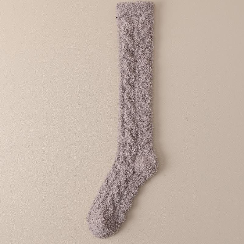 Women's Coral Fleece Knee-High Warm Socks - Velvet Lined, Non-Shedding, Thick for Autumn & Winter