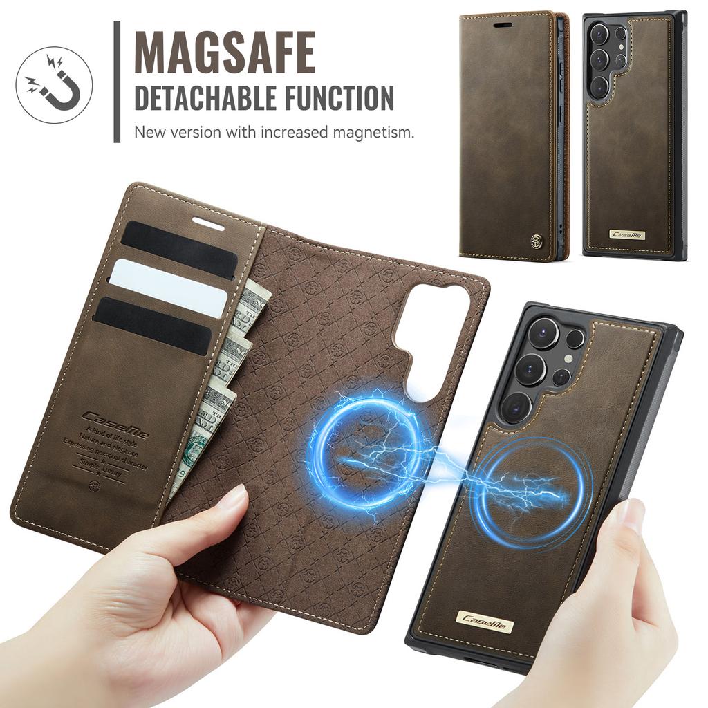 For Samsung Galaxy S26 Ultra Magnetic Case CASEME C49 RFID Blocking Detachable Wallet Leather Phone Cover