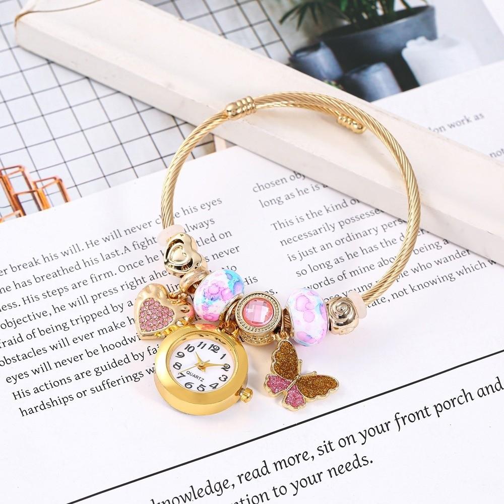 Adjustable Beaded Watches Elegant Quartz Watch Trendy Women's Bracelet Watches Birthday Gift