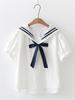 2024 Spring/Summer Sweet Academy Sailor Collar Short-Sleeve Shirt for Middle School Students