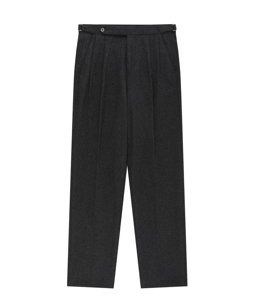 BELLIEF Essential Wool Flannel Adjust Relaxed Trouser (Charcoal)