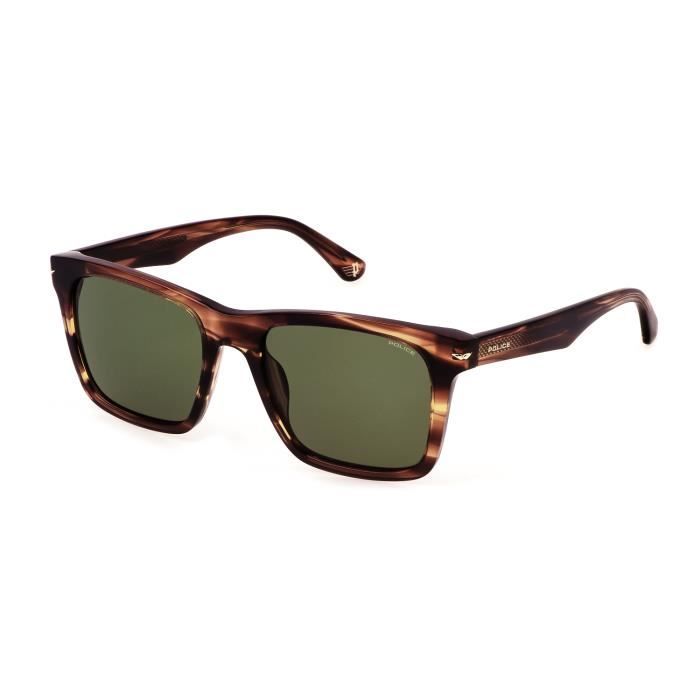 Lunettes de Soleil - POLICE EYEWEAR - SPLN35 - Marron Striato Lucido - Verres Bruns - Tendance Homme