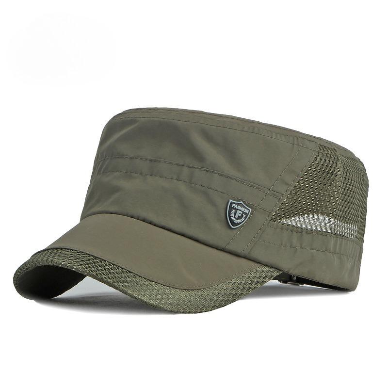Quick Dry Military Cap for Men Women Summer Mesh Breathable Flat Top Hat Sun Protection Outdoor Sports Casual Cadet Cap Thin Peaked Hat