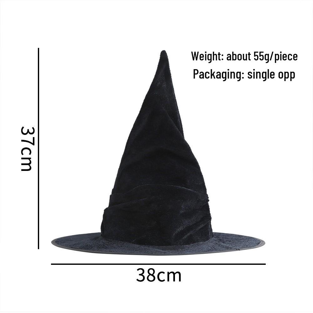 Black Ruffled Lace Velour Witch Hat with Harry Map Design