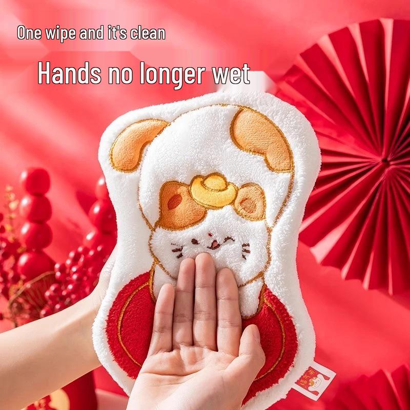 

Скидка для новичков: Быстросохнущее, не оставляющее ворсинок полотенце для рук из кораллового флиса с высокой впитываемостью - Подвесной стиль Счастливый кот 25*17cm