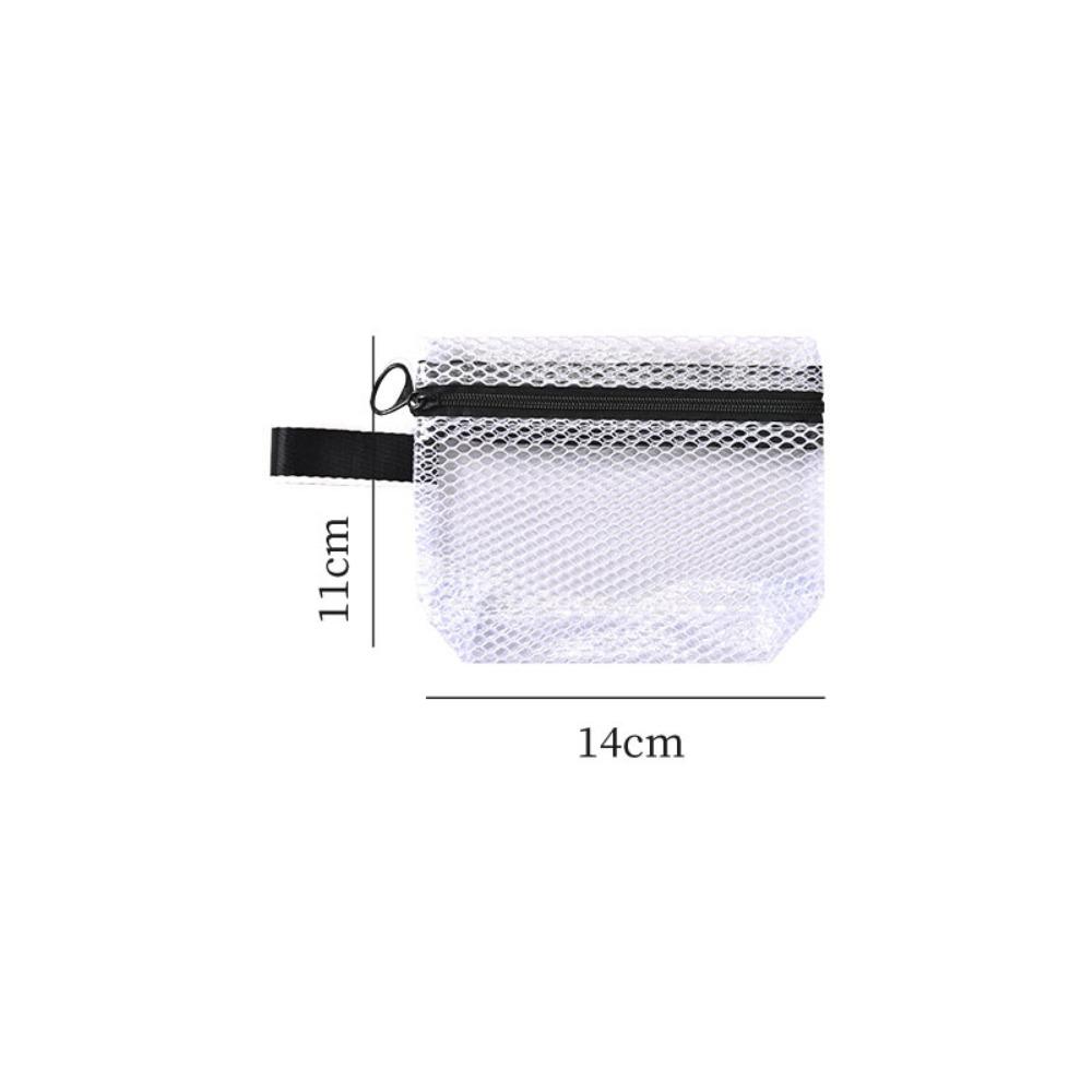 Transparent Mesh Storage Bag Zipper Coin Purse Travel Organizer Lipstick Makeup Bag File Bag ID Credit Card