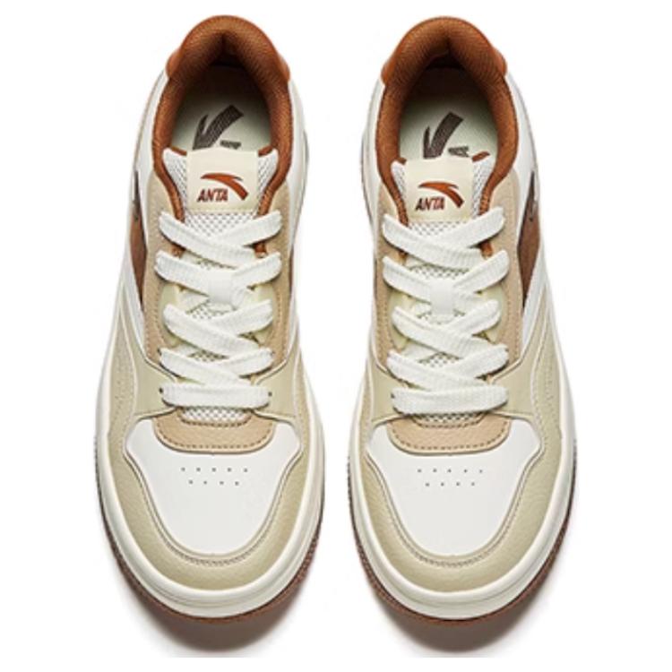 Anta Street Fun 2 Comfortable Versatile Non-Slip Wear-Resistant Breathable Low-Top Skate Shoes Men Sneaker White Yellow Brown 912448077-3
