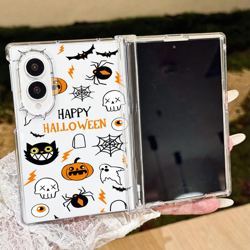 Christmas Ghost Halloween Case For Samsung Galaxy Z Fold 8 Ultra 7 6 5 4 Z Fold8 Fold7 Fold6 Fold5 Hinged Clear PC Slim Hard Folding Phone Cover